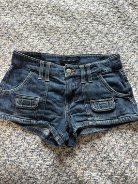 Aeropostale Super Low-Rise Women's Dark Blue Denim Cargo Shorts